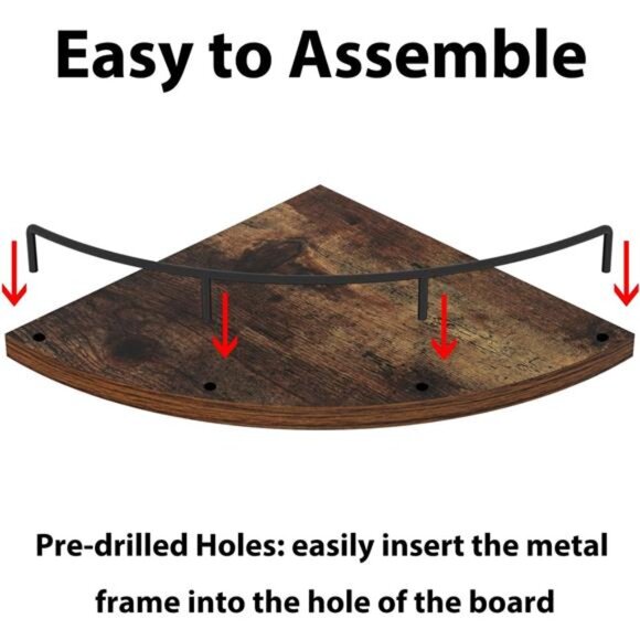 Floating Corner Shelf Wall Mount, Set of 3 Rustic Wood Corner Wall Shelves - Picture 5 of 7